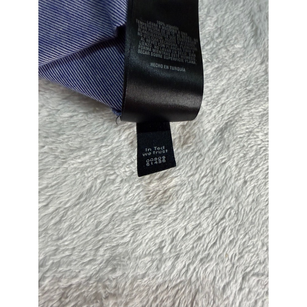 Ted Baker Mens Blue Micro Stripe Polo Shirt Short Sleeve Purple Trim Size 4 L - Picture 10 of 10
